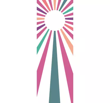 Sticker pour Paroi de Douche Soleil géométrique des années 70 - TenStickers