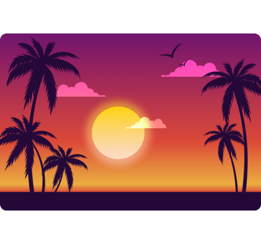 Sticker ordinateur portable coucher de soleil années 70 - TenStickers