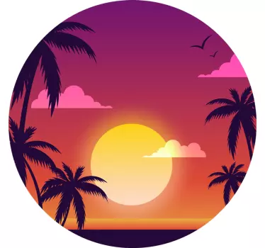 Sticker mural nature coucher de soleil années 70 - TenStickers