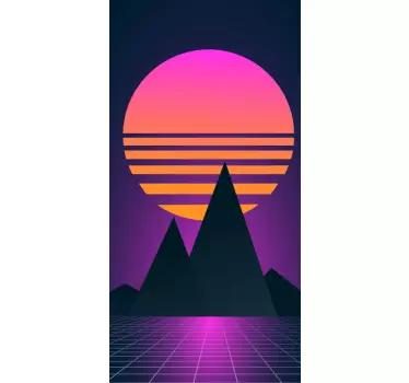 Sticker iphone conception de coucher de soleil en montagne - TenStickers