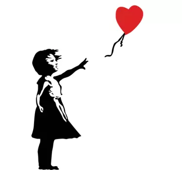 Sticker mural chambre Banksy fille au ballon cœur - TenStickers