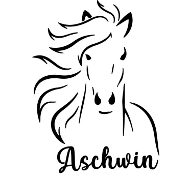 Sticker Mural Animal Cheval avec nom personnalisé - TenStickers
