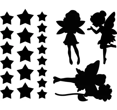 Sticker fées silhouettes d'étoiles de fées - TenStickers