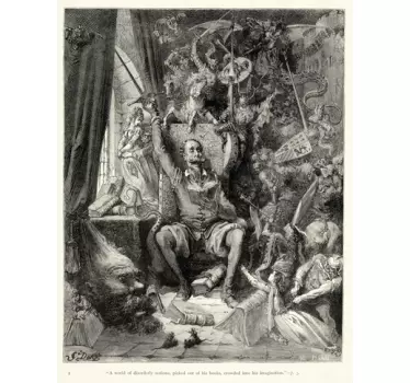 Sticker gravure Don Quichotte Doré - TenStickers