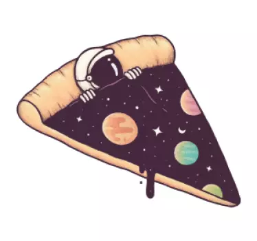 Sticker espace tranche de pizza astronaute - TenStickers