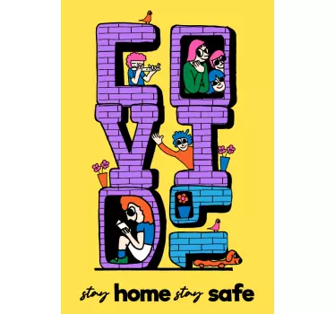 Sticker texte restez à la maison, restez en sécurité - TenStickers