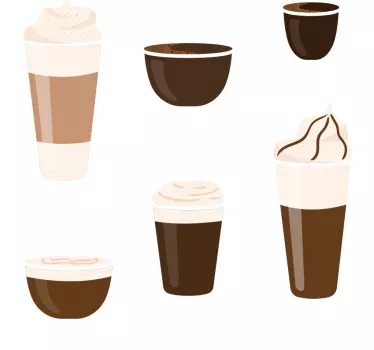 Sticker Texte Illustrations de types de café - TenStickers