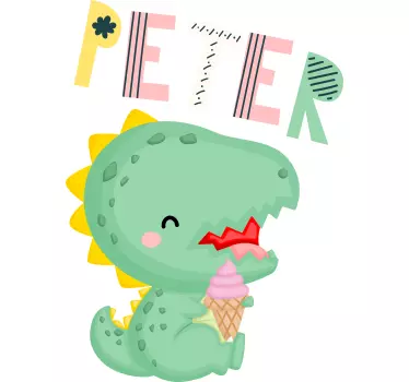 Stickers muraux dinosaure Bébé dino avec nom - TenStickers