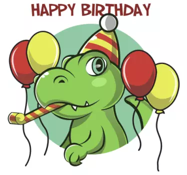 stickers muraux dinosaure Joyeux anniversaire dinosaure - TenStickers
