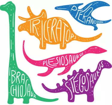 Stickers muraux dinosaure Dinosaure avec leur nom d'espèce - TenStickers