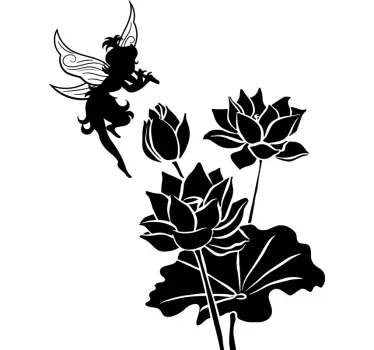 Sticker Mural Fleur Lotus et fée - TenStickers