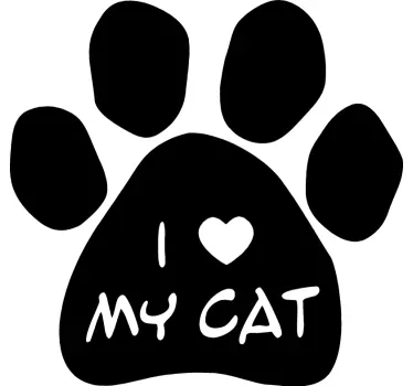 Sticker Animal empreinte patte et texte J'aime mon chat - TenStickers