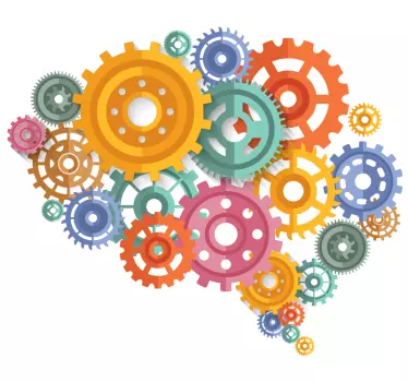 Autocollant Science Rouages couleur cerveau - TenStickers