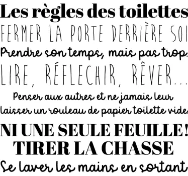 Sticker salle de bain texte sur les règles - TenStickers