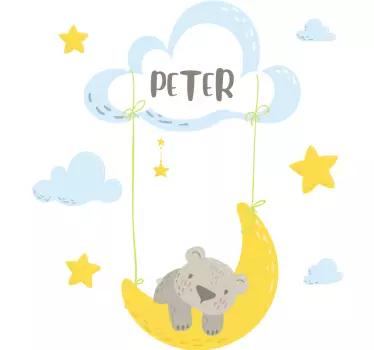 Sticker enfant ours sur la lune - TenStickers