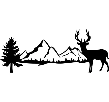 Vitrophanie vitrine Suisse montagnes avec des cerfs - TenStickers