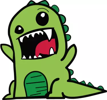 stickers muraux Doodle de dinosaure vert effrayant - TenStickers