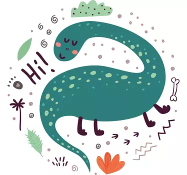 Sticker mural dinosaure illustration amicale - TenStickers