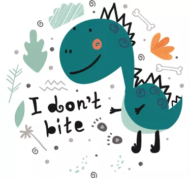 Sticker mural dinosaure dessin animé amical - TenStickers