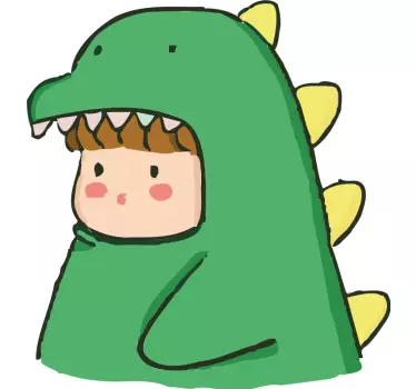 Stickers Humain en costume de dinosaure mignon - TenStickers