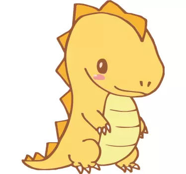 Stickers dinosaure Mignon orange souriant - TenStickers
