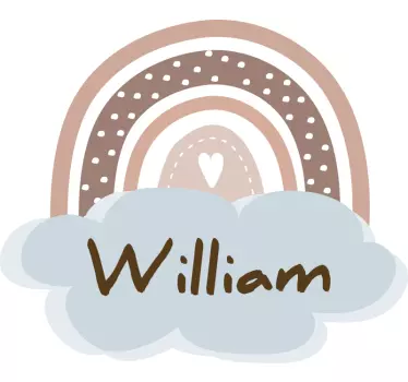 Stickers chambre bébé arc-en-ciel marron personnalisable - TenStickers