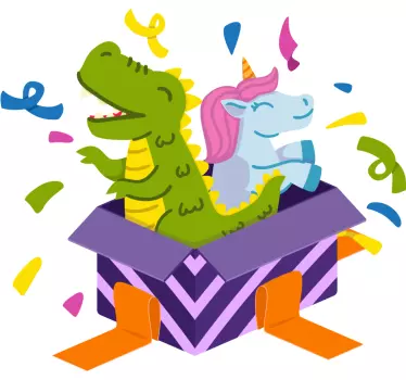 Stickers muraux Couple dinosaure et licorne - TenStickers