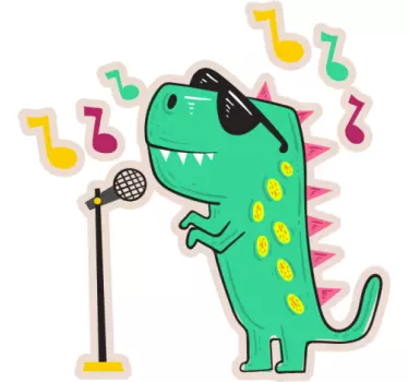 Sticker mural dinosaure personnage chanteur - TenStickers