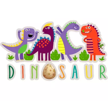 Sticker mural dinosaure amis dinosaures colorés - TenStickers