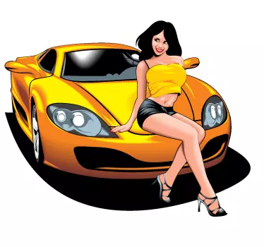 Sticker voiture sport pin-up - TenStickers