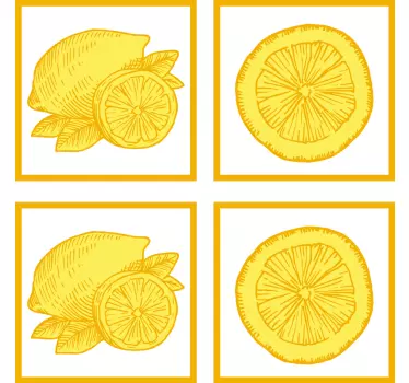 Autocollant Carrelage Tuiles de croquis orange et citron - TenStickers