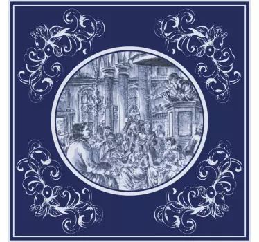 Autocollant Carrelage Blue delft les gens dans la foule - TenStickers