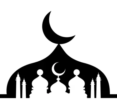 Sticker oriental silhouette de mosquée croissante - TenStickers