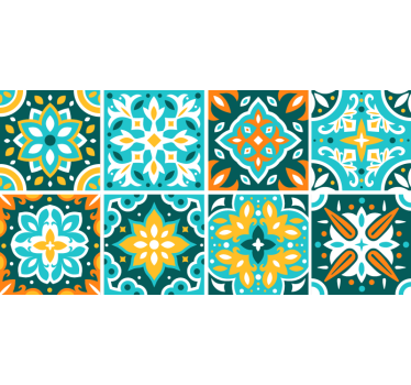 Autocollant Carrelage Carreaux de ciment ravio colorés - TenStickers