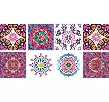Autocollant Carrelage Carreaux de mandala multicolores - TenStickers