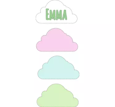 Stickers Chambre Bébé Nuages avec nom - TenStickers