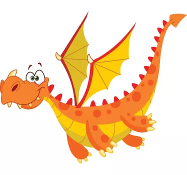 Sticker enfant dragon aux ailes oranges - TenStickers