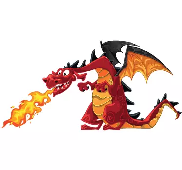 Sticker enfant dragon crachant du feu - TenStickers