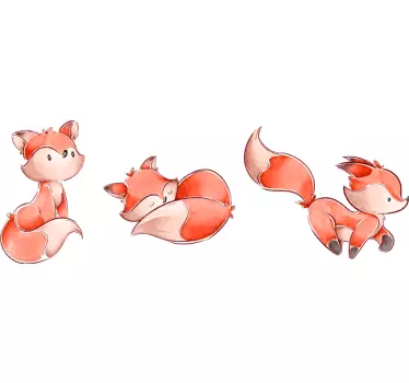 Sticker Animal Sauvage Ensemble de renards aquarelle - TenStickers