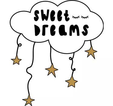 Sticker Texte Fais de beaux rêves avec des étoiles et des cils - TenStickers