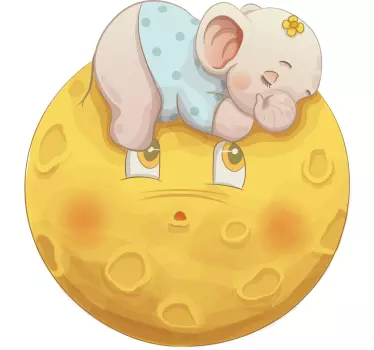 Sticker enfant Élément de lune éléphant endormi - TenStickers