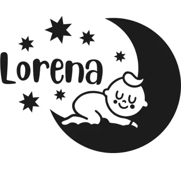 Sticker Mural Illustration Bébé sur la lune avec des étoiles - TenStickers