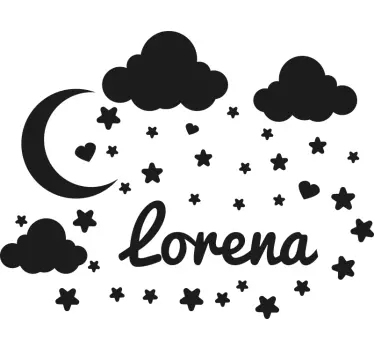 Sticker Mural Illustration Pluie d'étoiles avec nom - TenStickers