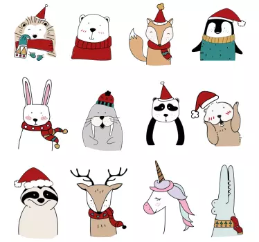 Vitrophanie vitrine Animaux appréciant noël - TenStickers