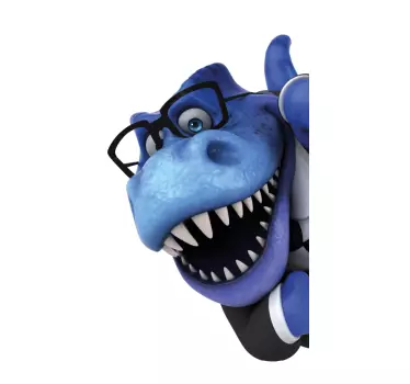 Sticker mural dinosaure dessin animé bleu - TenStickers