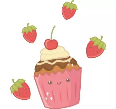 Sticker gastronomie design de cupcake mignon - TenStickers
