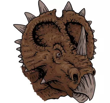 Sticker mural dinosaure tête de tricératops féroce - TenStickers