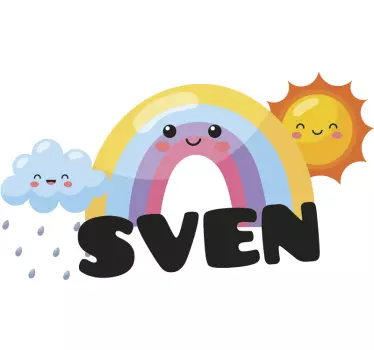 Sticker enfant scène de rainbow fantaisiste - TenStickers