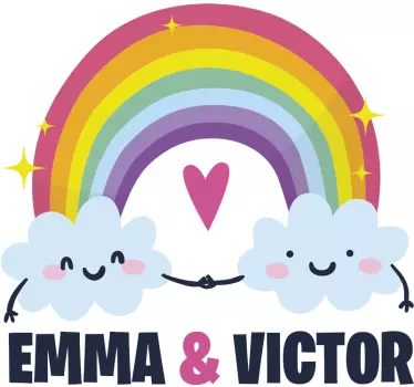 Sticker citation nuages d'amour arc-en-ciel - TenStickers