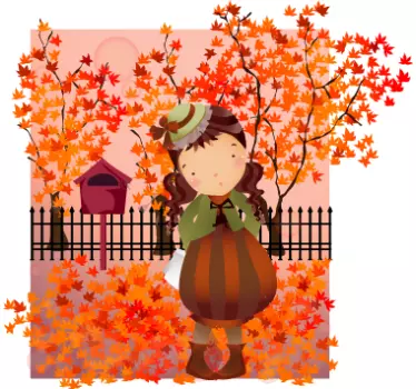 Sticker enfant promenade automnale - TenStickers